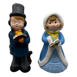 Vintage 1978 Homco Christmas Caroler Figurines Set 11" Tall READ